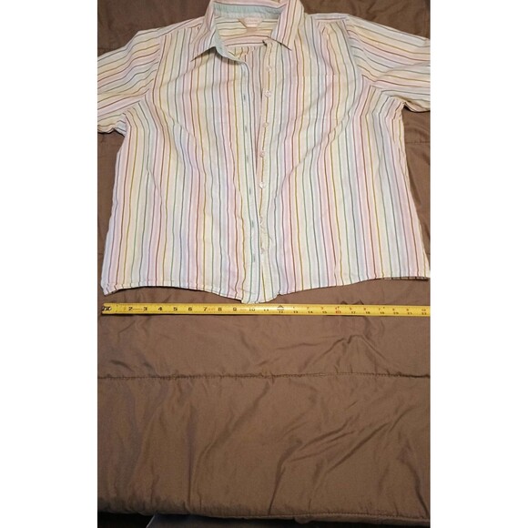 CJ Banks Womens Button Up Striped Blouse Top 1X Multicolor 3/4 Sleeve - Picture 7 of 7